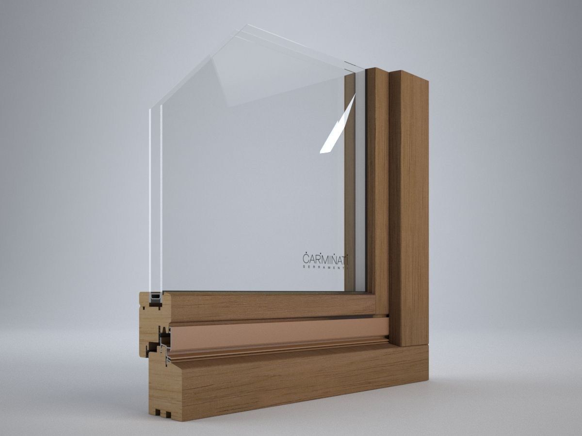 Сосновая распашная оконная дверь с двойным остеклением Carminati Klima 80 ARCH-00051835 - Вид №6