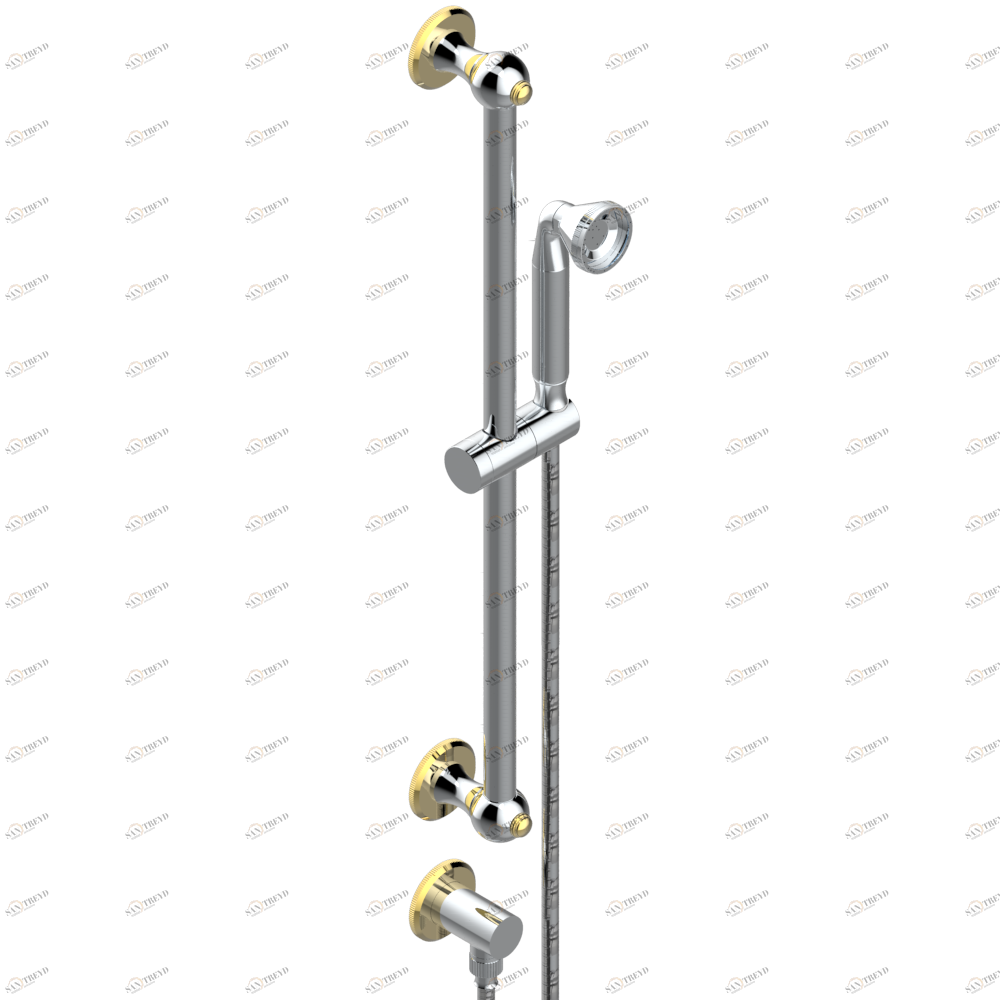 A59-58 Душ ручной стильный встраиваемый в стену, 60 cм штанга, шланг, крючок и патрубок для душа Thg-paris Tradition cristal Хром/золото A59 58 CAT.A