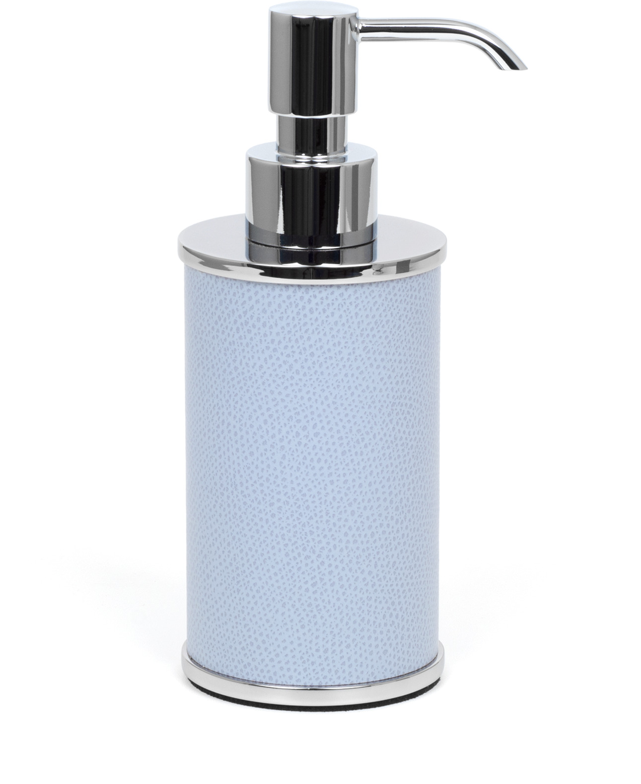 Круглый дозатор мыла Olimpia - Ø 6,5XH17 см / металлическая отделка_хром / плетеная кожа_верблюжья