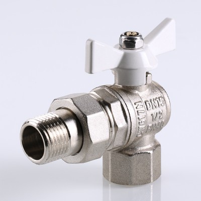 VT.228.NW.05 Кран шаровой VALTEC BASE угловой с полусгоном и белой ручкой Valtec 3/4"  - Вид №3