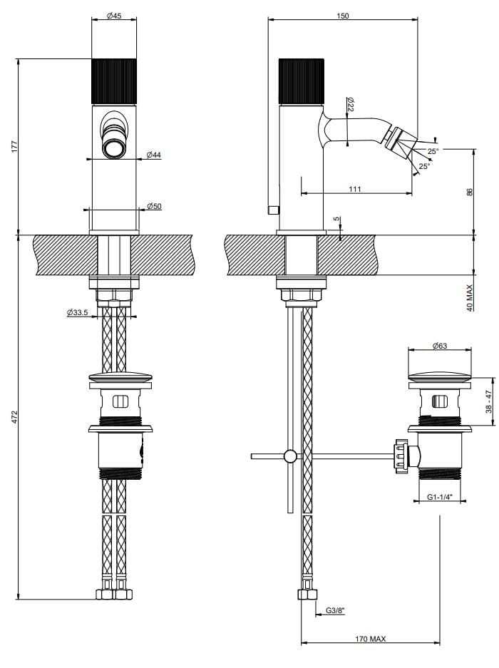 Смеситель для биде из хромированной латуни Gessi Habito ARCH-00143306 - Вид №2