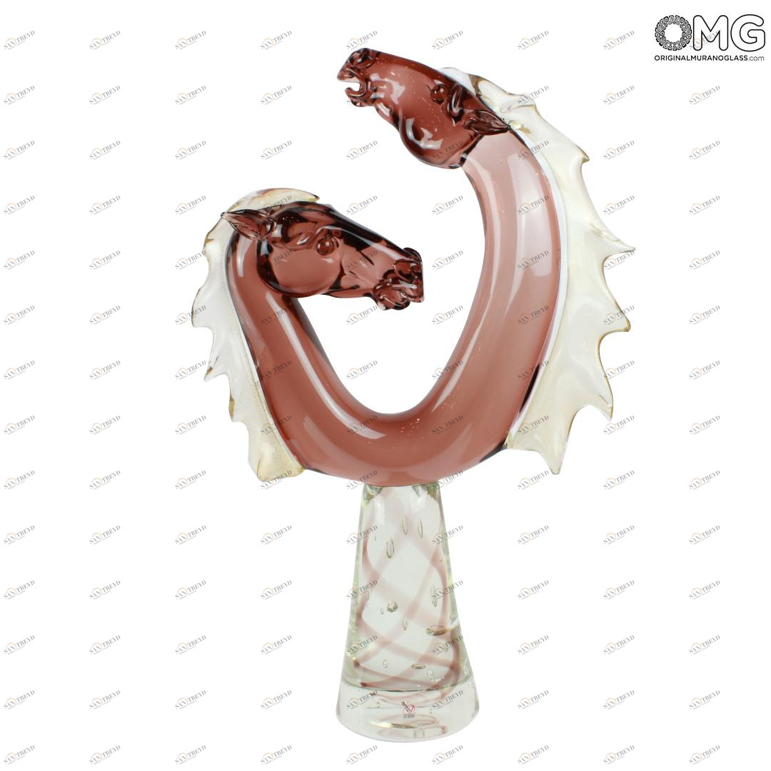 163 ORIGINALMURANOGLASS Скульптура Двойная голова лошади - автор Alessandro Barbaro - муранское стекло OMG 30 см 