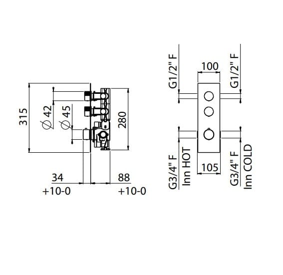Встраиваемый термостатический смеситель для душа CARIMALI Q-TIME ARCH-00041712 - Вид №2