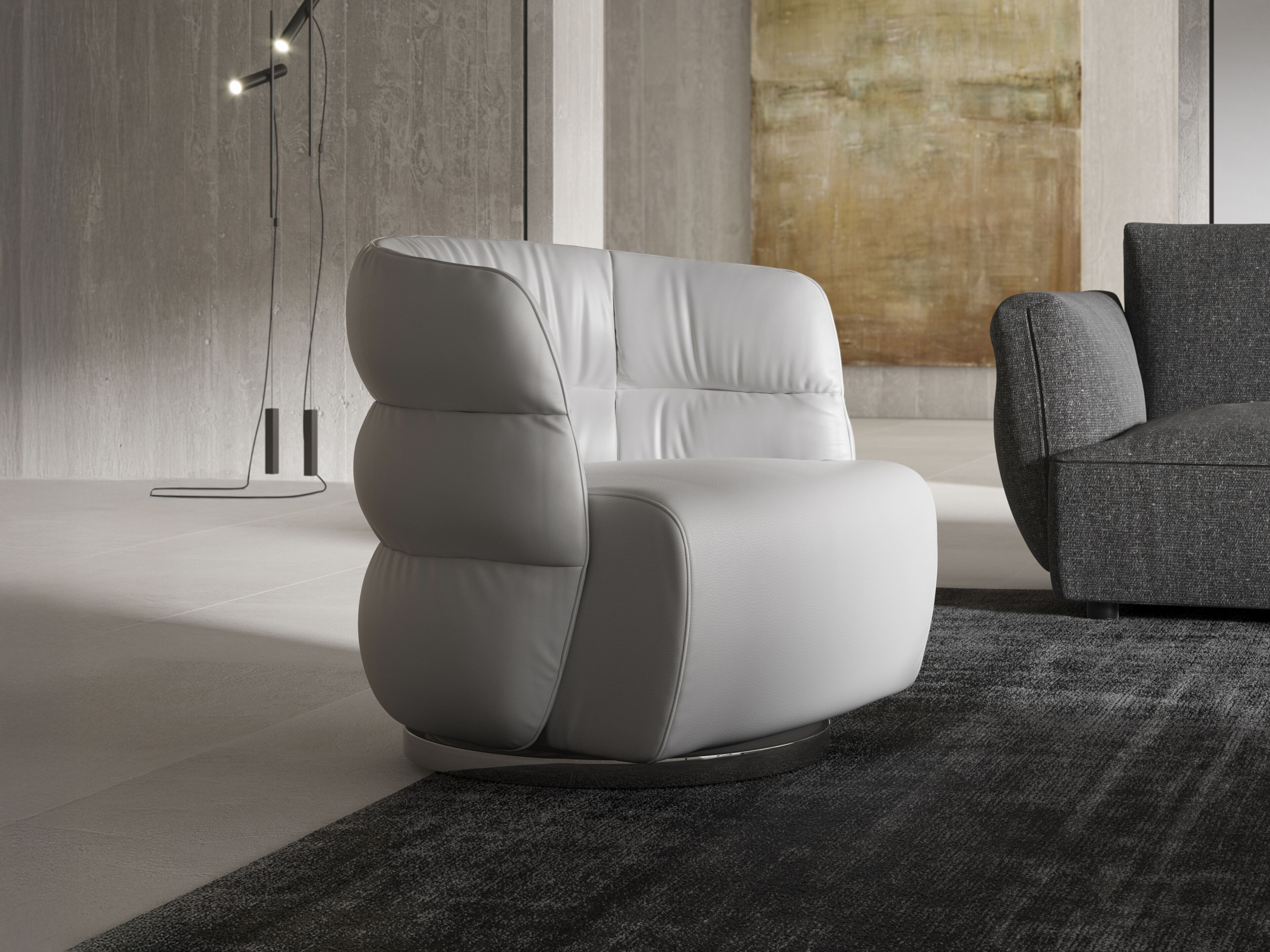 Кожаное вращающееся кресло с подлокотниками Natuzzi Italia COUTURE ARCH-00098579 - Вид №3
