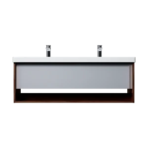 Тумба под раковину подвесная AM.PM Stern 120 см ящик с нишей цвет орех с раковиной Sensea Remix 121 см