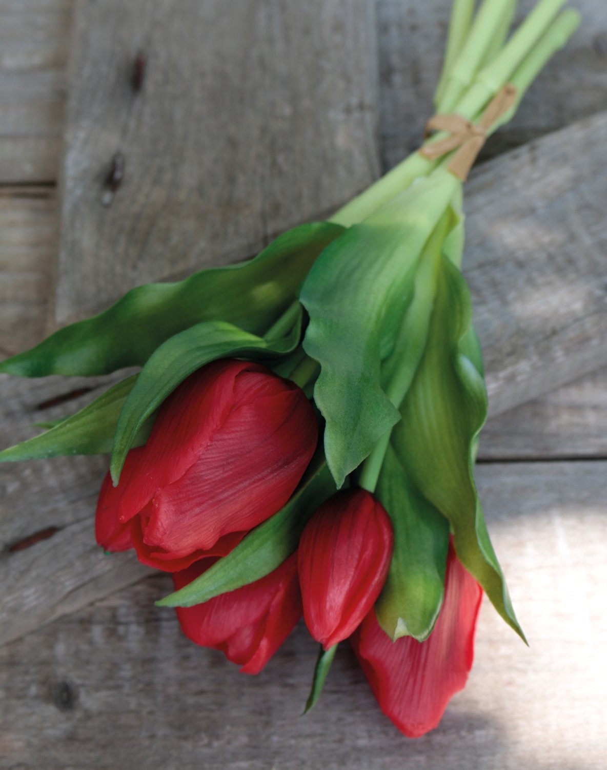 2941 444 a3 Искусственный букет тюльпанов, 5-цветков, 28 см, красный H-andreas  - Вид №3