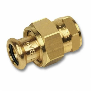 183302234 SANHA 8330G пресс-фитинг, бронза, сгон ВПр-ВР с плоск.упл. 22x3/4 мм