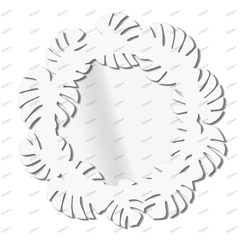 Зеркало круглое в белой раме Monstera BONESSI НАСТЕННЫЕ 141230 Белый 