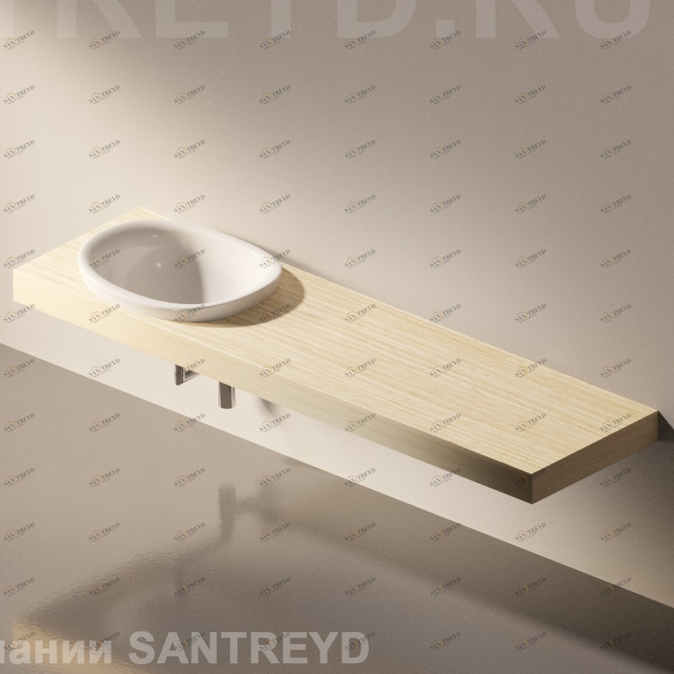 Flaminia IO e SI Столешница с отверстием под раковину от 80 до 150 см светлый дуб IO60M2.WL Ceramica Flaminia IO60M2WL