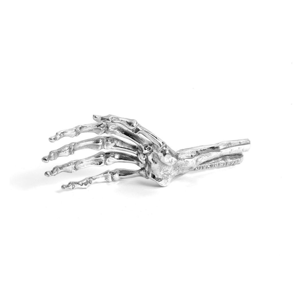 Статуэтка декоративная алюминиевая 9,5х24 см серебряная Wunderkammer Skeleton Hand SELETTI  00-3883240 Серебро  - Вид №3