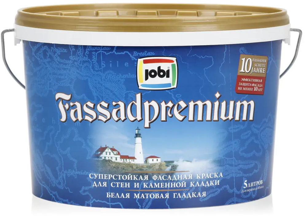 90374123 Краска фасадная Jobi FassadPremium суперстойкая цвет белый 5 л STLM-0856451