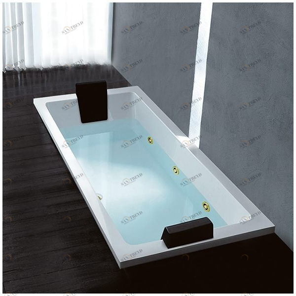 Ванна Gruppo treesse Quadra 180 V078B-SX-GD белая с золотой фурнитурой и гидромассажем  и дезинфекцией прямоугольная встроенная левая STXV078BSXGD