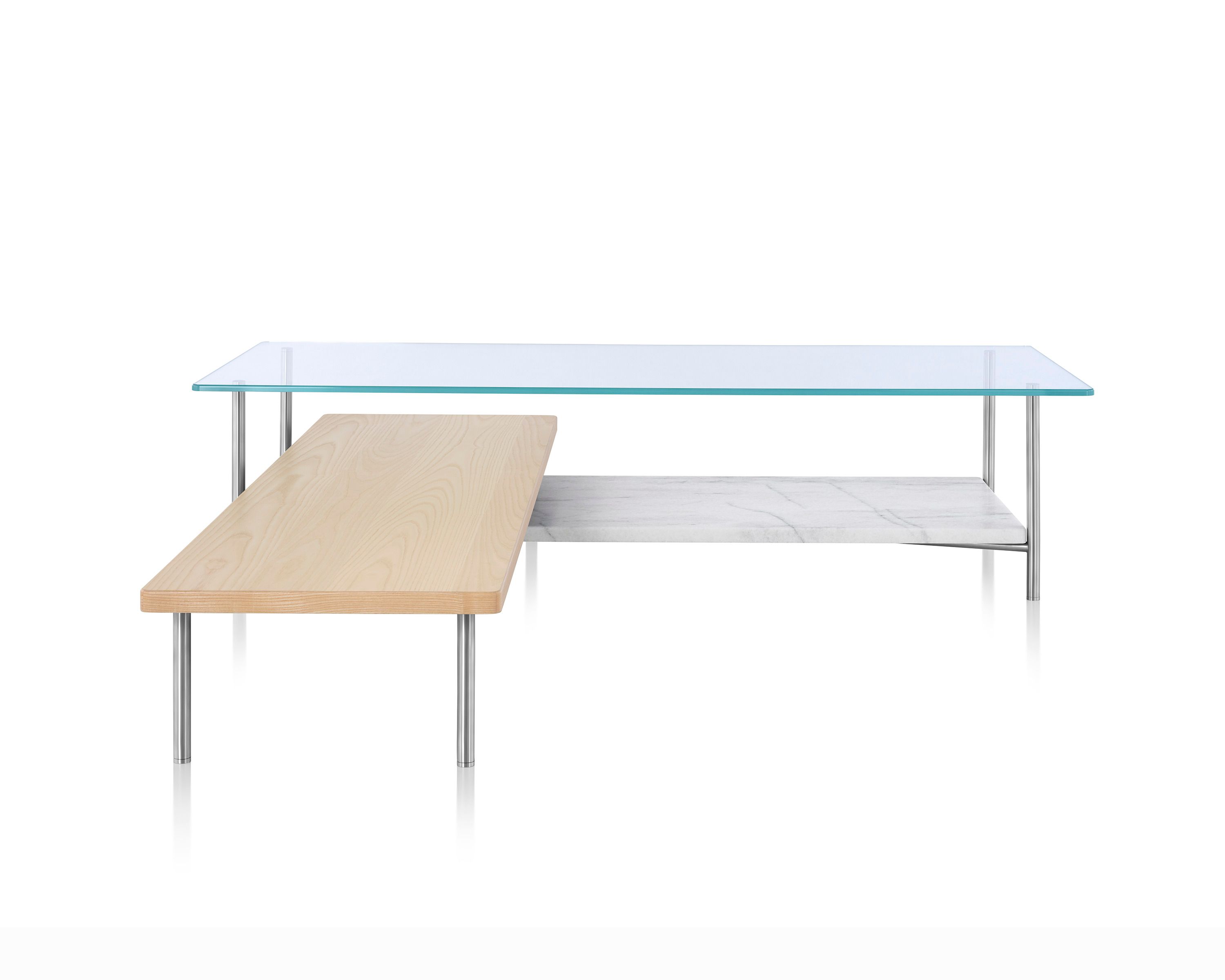 Металлический и стеклянный L-образный журнальный столик с полкой Herman Miller Layer ARCH-00120583 - Вид №6