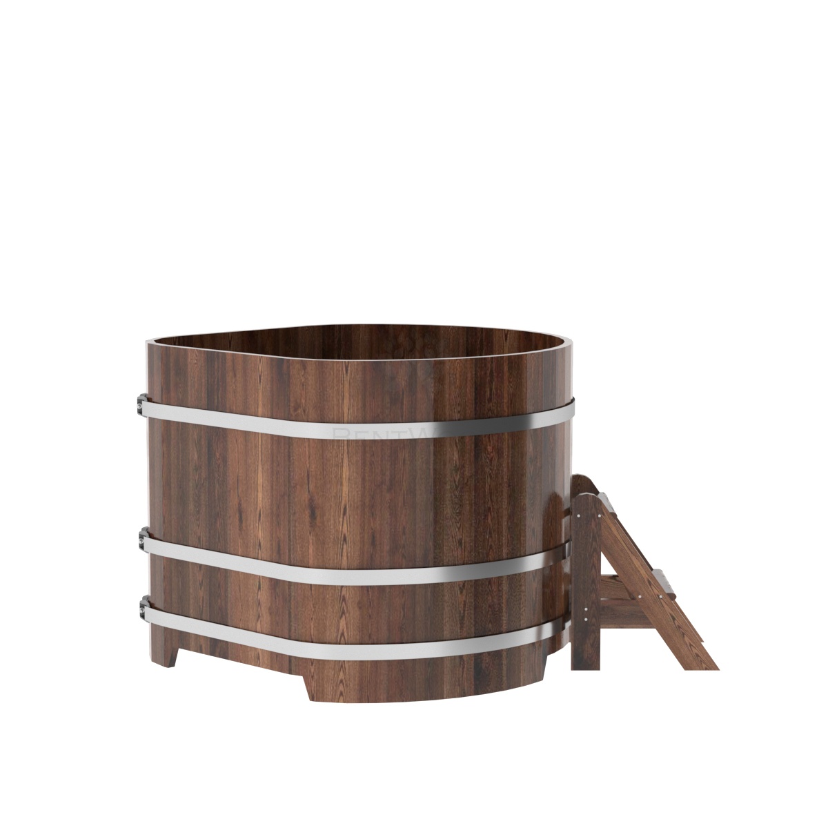 1231 Купель угловая из лиственницы 1,19х1,19х1,0 морёная премиум Alyarus  - Вид №2