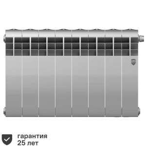 Радиатор секционный Royal Thermo Biliner RTBSSVR35008 350/87 8 секций нижнее правое подключение биметалл серый