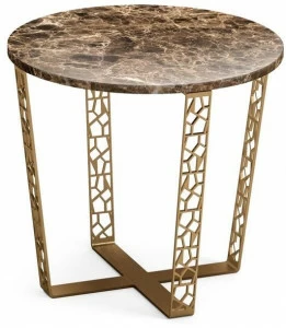 ALBEDO Круглый журнальный столик из темного мрамора и металла emperador