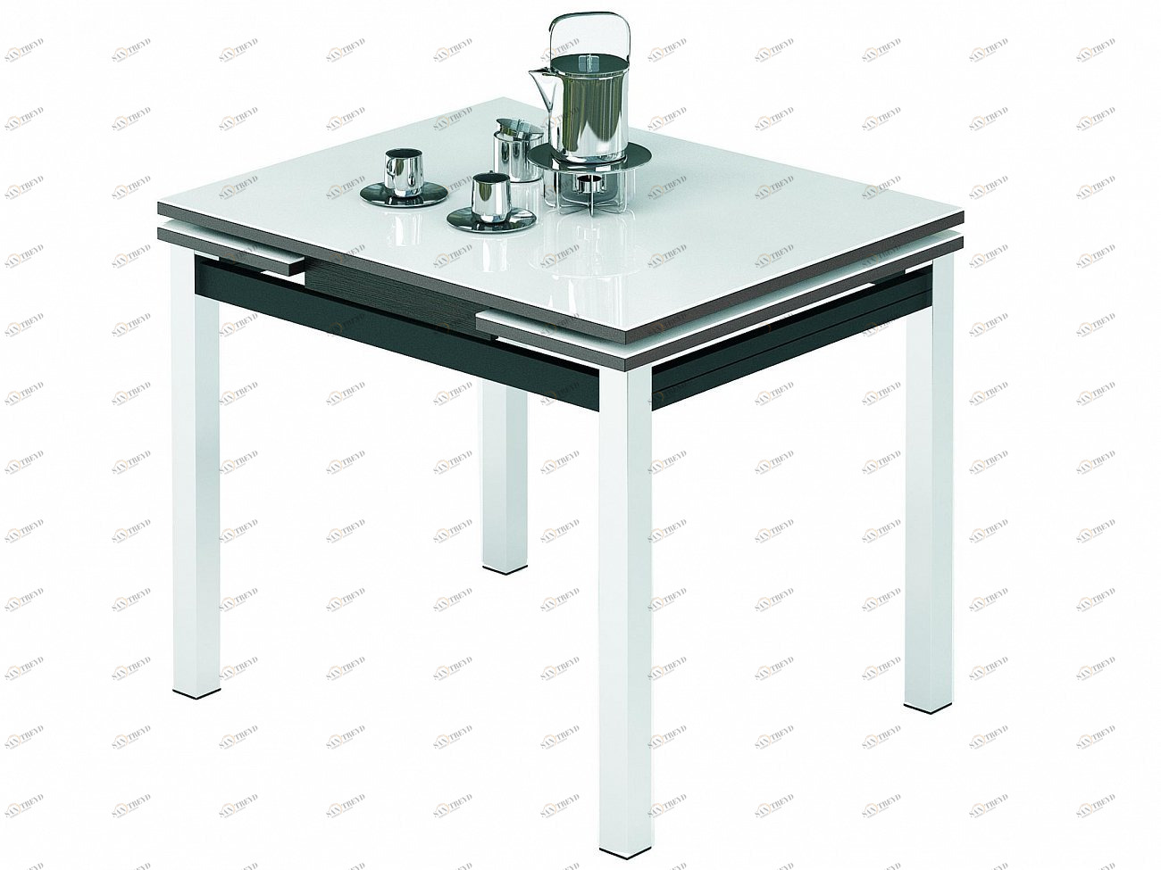 Обеденный стол раздвижной с белым стеклом венге Leset "Париж 1Р" IMPEX  00-3967138 Белый;венге 