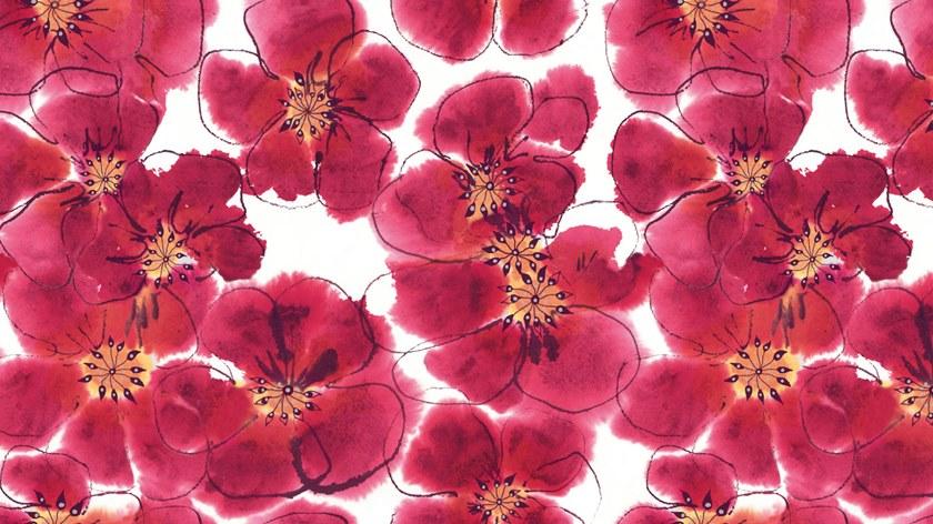 Baboon Виниловые обои с цветочными мотивами Pattern sun-id-1500048 - Вид №1