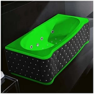 Ванна Gruppo treesse New Classic Young ATC-V674Q-DX-KCS-ZE зелёная с гидромассажем аэромассажем и дезинфекцией прямоугольная правая чёрная кожа кристаллы сваровски