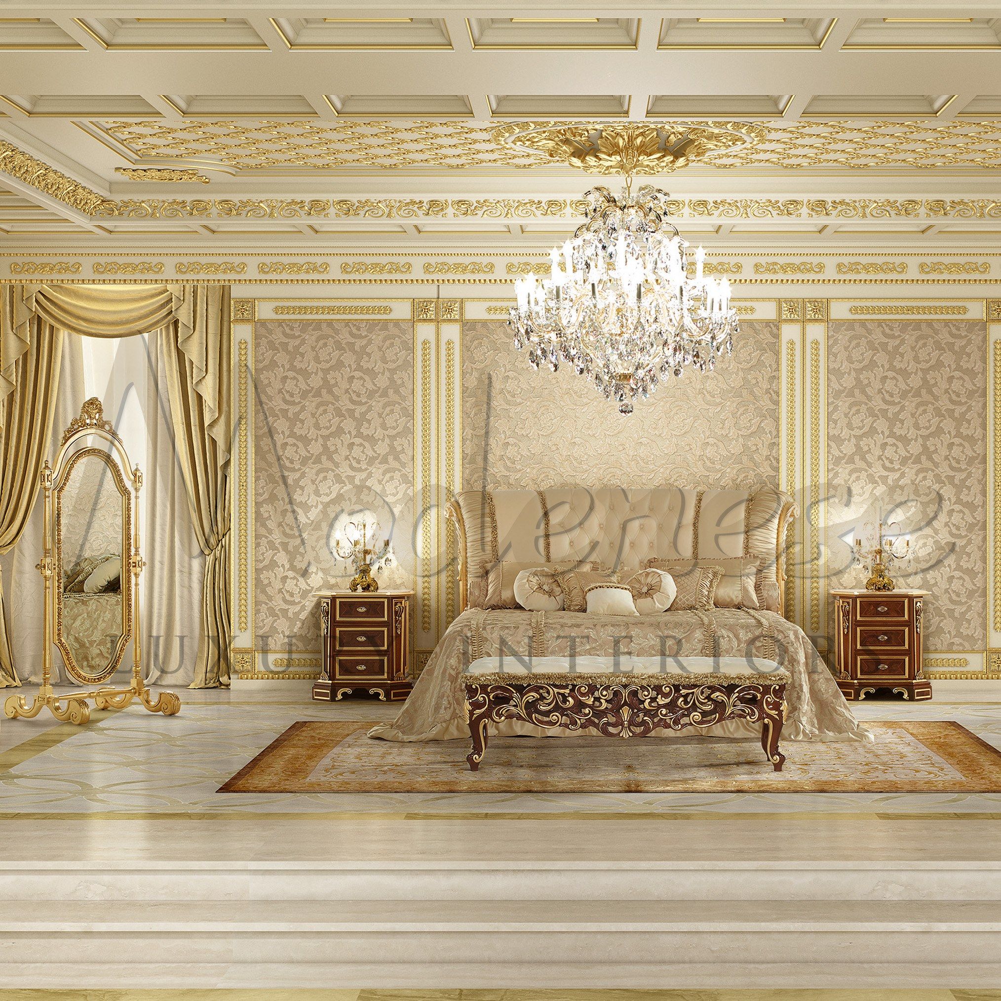 Кровать с капитонным изголовьем Modenese Luxury Interiors Royal ARCH-00028449 - Вид №1