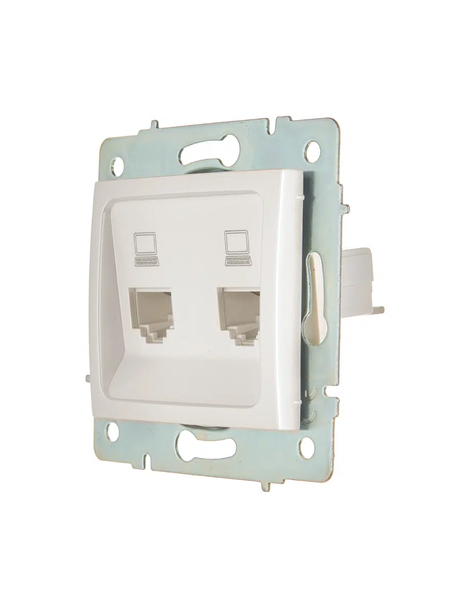 ASTI Розетка компьютерная двойная жемчужно-белый перламутр механизм LEZARD 7081-3088-141 - Вид №3