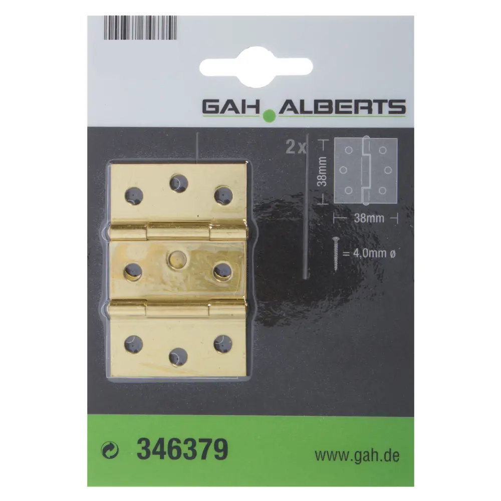 Петля карточная универсальная GAH, 38x38x0.75 г, 2 шт GAH ALBERTS STLM-2044220 - Вид №1