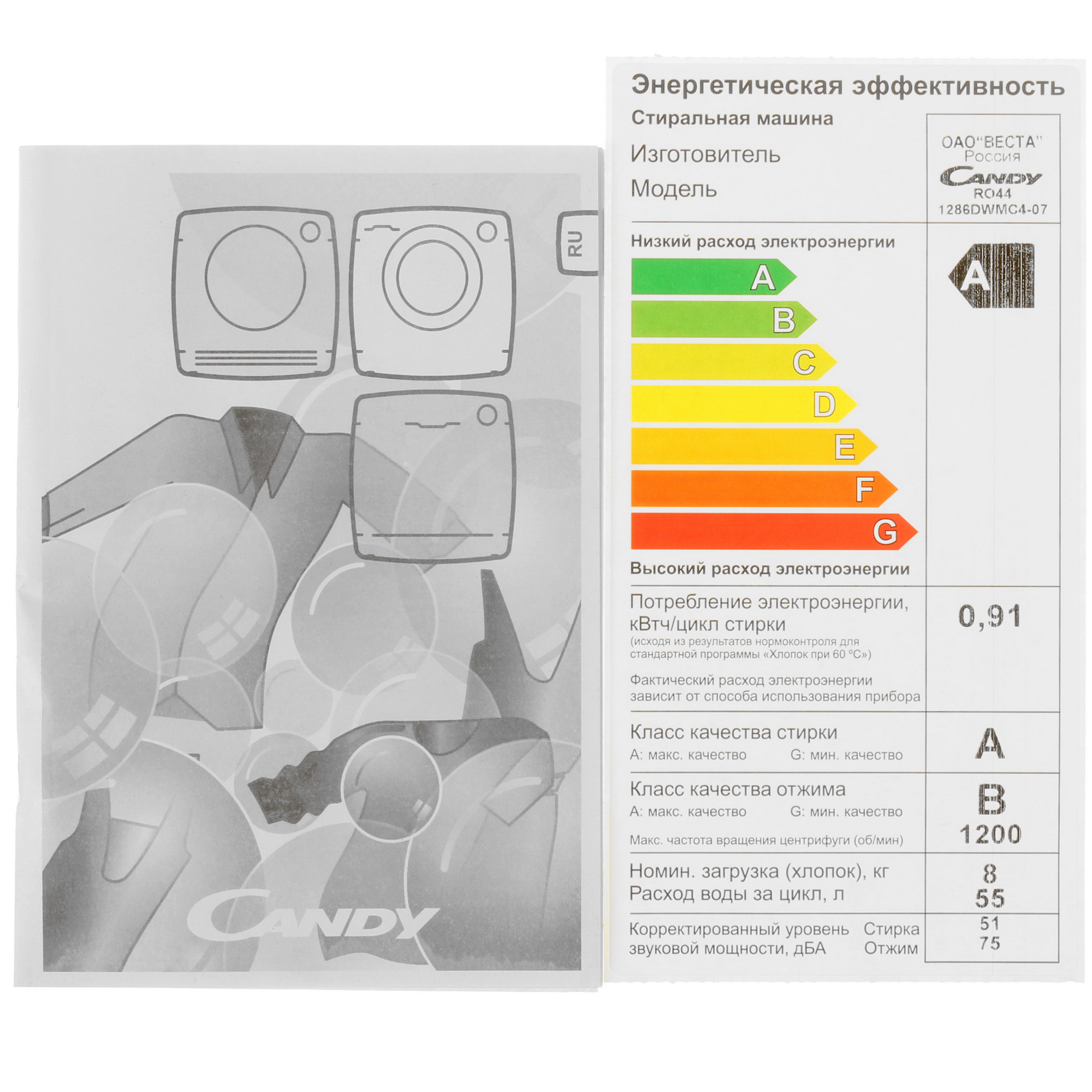 4710988 Стиральная машина Candy RapidO RO4 41286DWMC4-07 белый STDN-0094509 - Вид №9