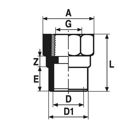 SANIT 303114210 Переход совместного ниппель, PVC-U на латуни, с внутренней резьбой  - Вид №1