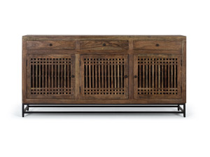 Шкаф из акации с распашными дверцами и ящиками