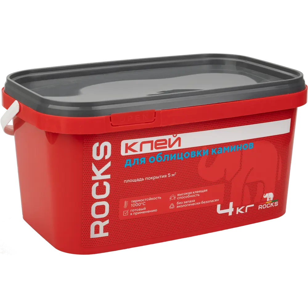 Клей для облицовки печей и каминов Rocks огнеупорность 1000°С 4 кг Нет STLM-2135188 - Вид №3