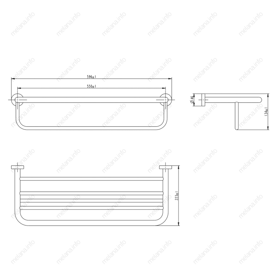 Полка для полотенец MELANA сатин хром MLN-866003 866 серия - Вид №1