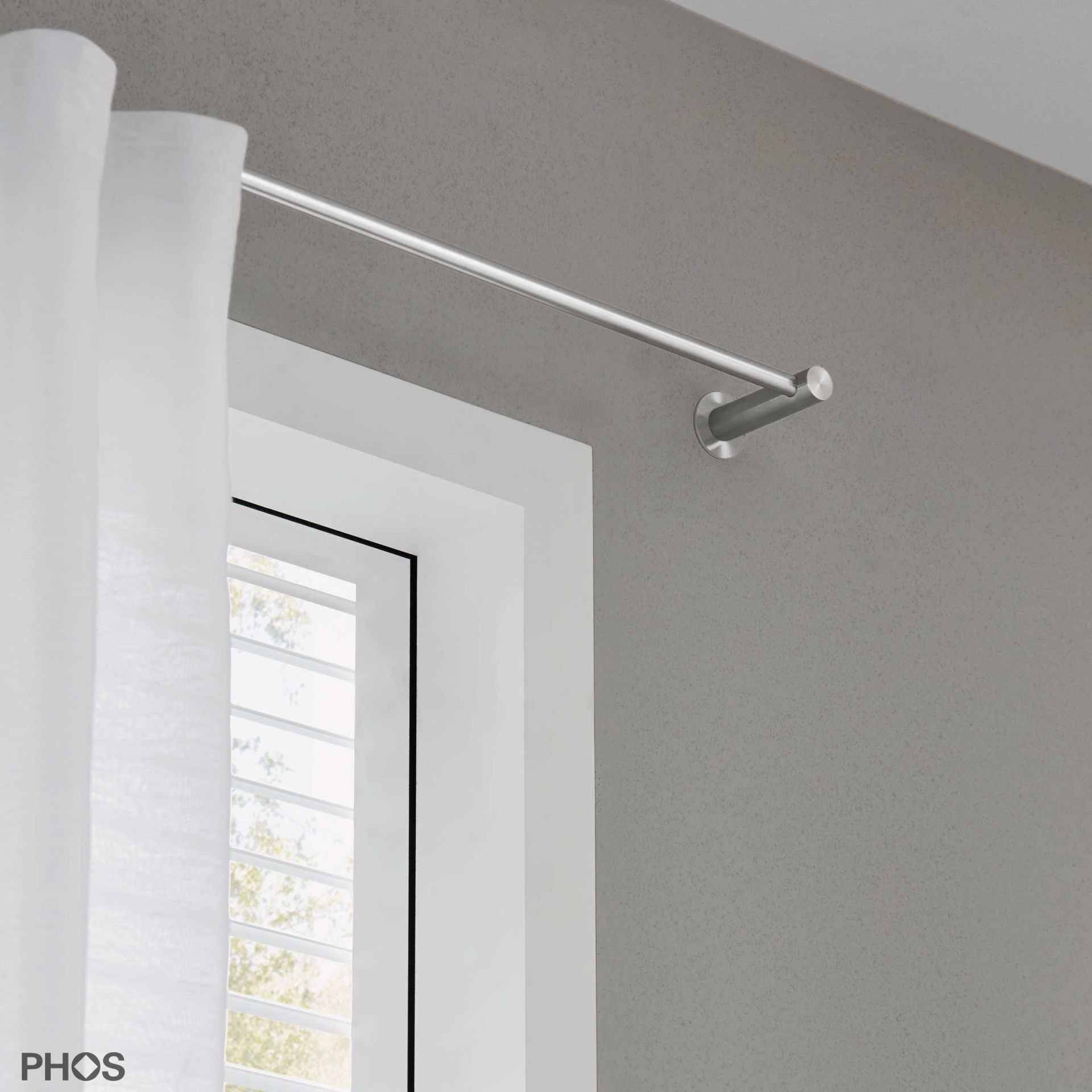 VS20-80E3200 Комплект карнизов: 320 см с 2 концевыми кронштейнами и 1 кронштейном в качестве центральной опоры (небольшое расстояние от стены) PHOS  - Вид №1