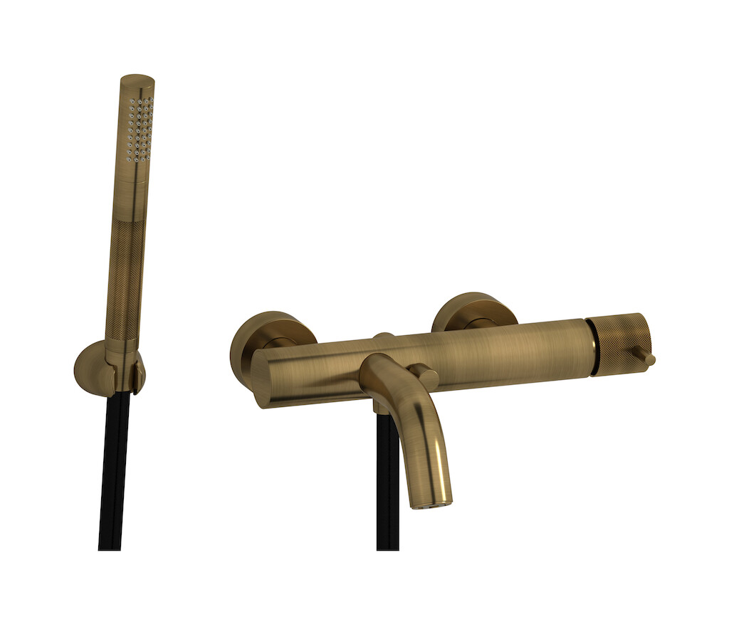 Настенный смеситель для ванной в комплекте с душевым гарнитуром. WE ARE IB id250mb Modern Bronze Industria
