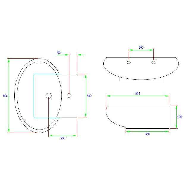 43431 Накладная раковина на столешницу  овальная Ceramica Hidra  - Вид №2