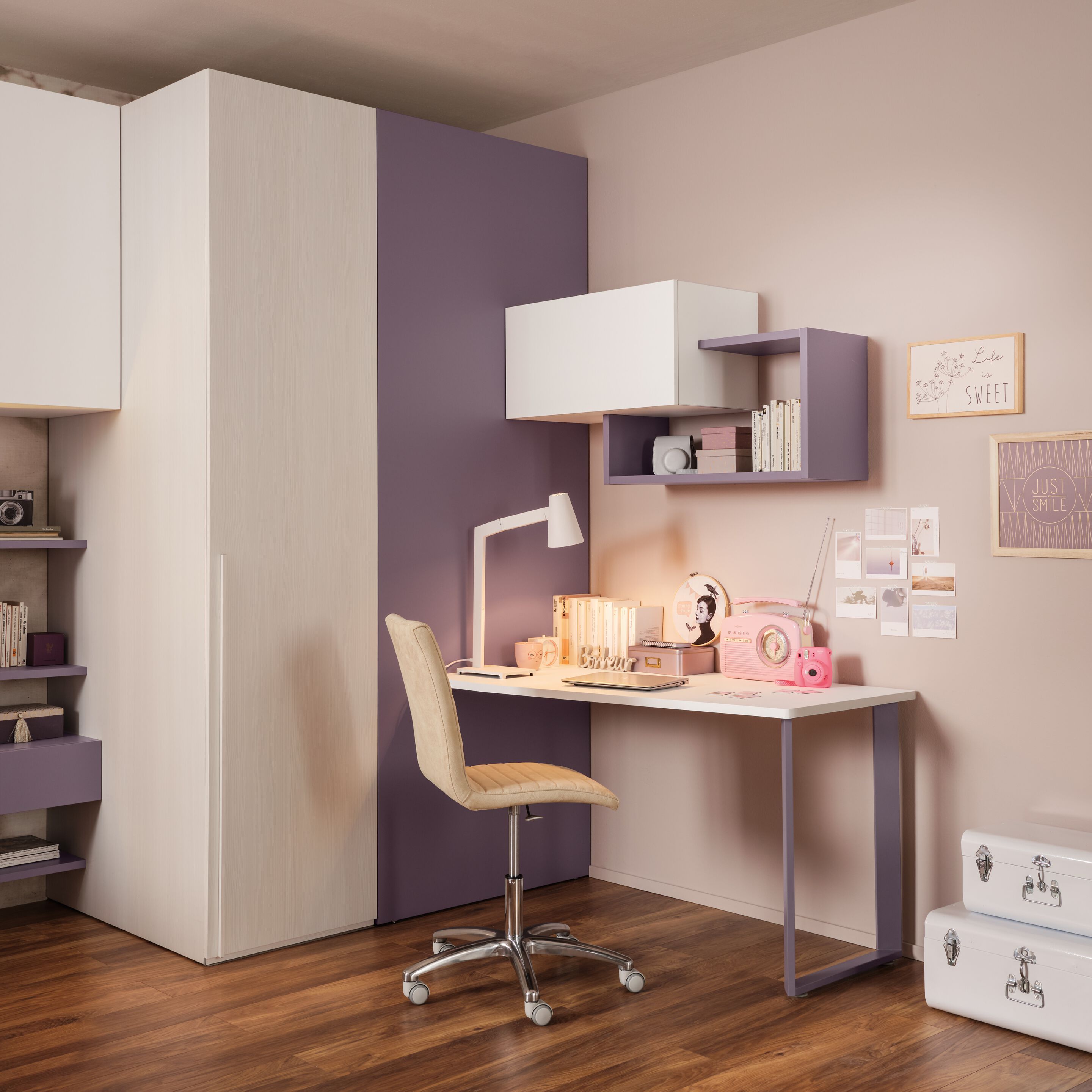 Спальня с гардеробной и мягкой кроватью Moretti Compact YC320 ARCH-00006689 - Вид №1