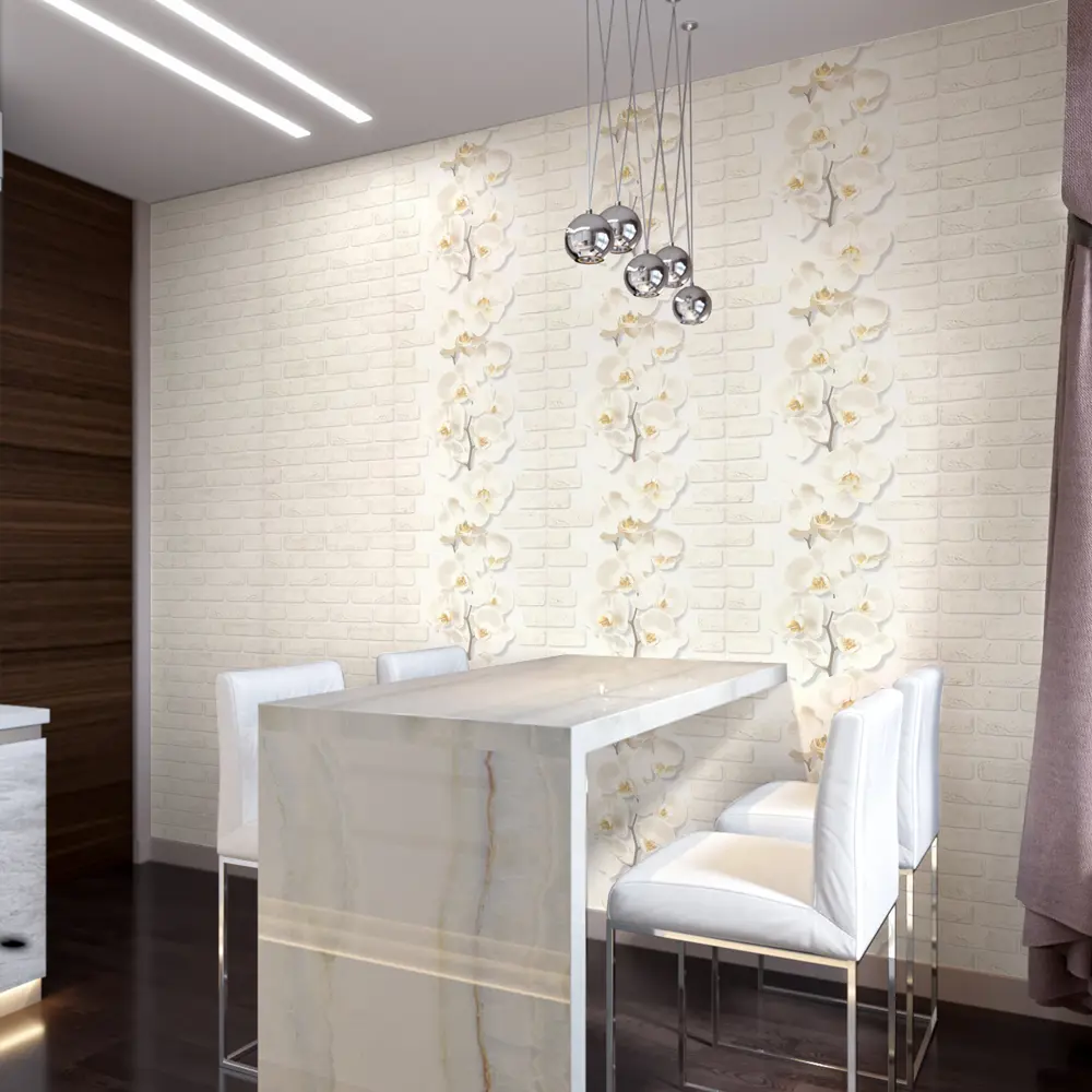 Аспект Ру Орхидея - виниловые обои белого цвета с цветочным узором 88487398 STLM-0077775 - Вид №3