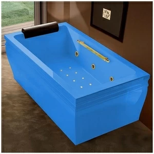 Ванна с гидро и аэроомассажем голубая с золотом Gruppo Treesse Blanque 1810 ATC-V161Q-SX-GZ