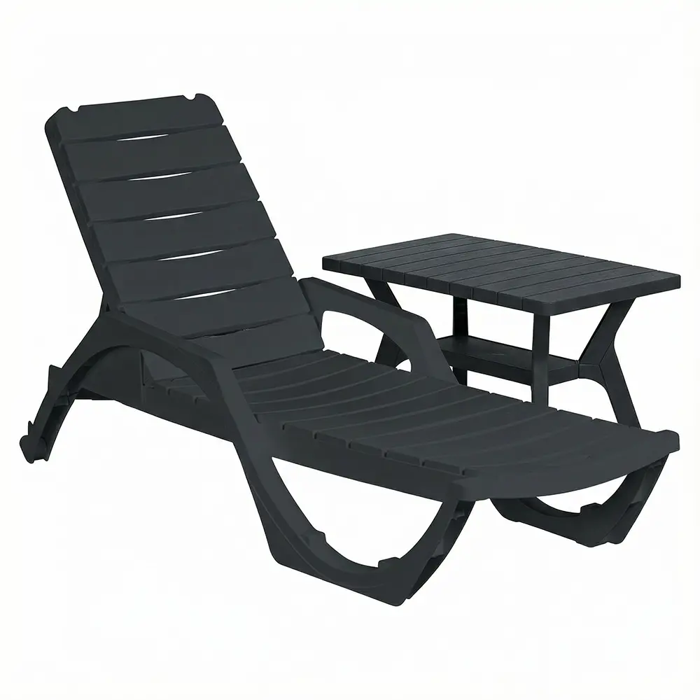 Шезлонг без подушки Easy Comfort Premium 190x69x207 см пластик графитовый Santreyd STLM-2005817 - Вид №5