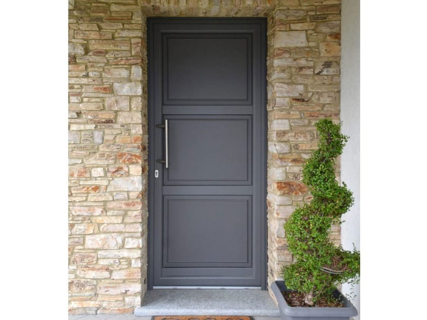 Алюминиевая и деревянная теплоизоляционная входная дверь NAVELLO облако ARCH-00081050