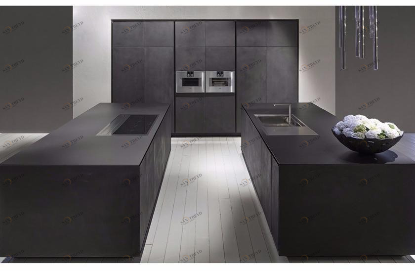 RIFRA Кухня с двойным островом из черного бетона One sun-id-1504045