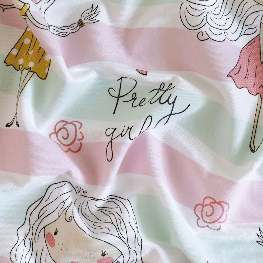 Ткань 1 м/п Девочка велюр 300 см цвет бирюзово-розовый GARDEN STLM-2129172 - Вид №1