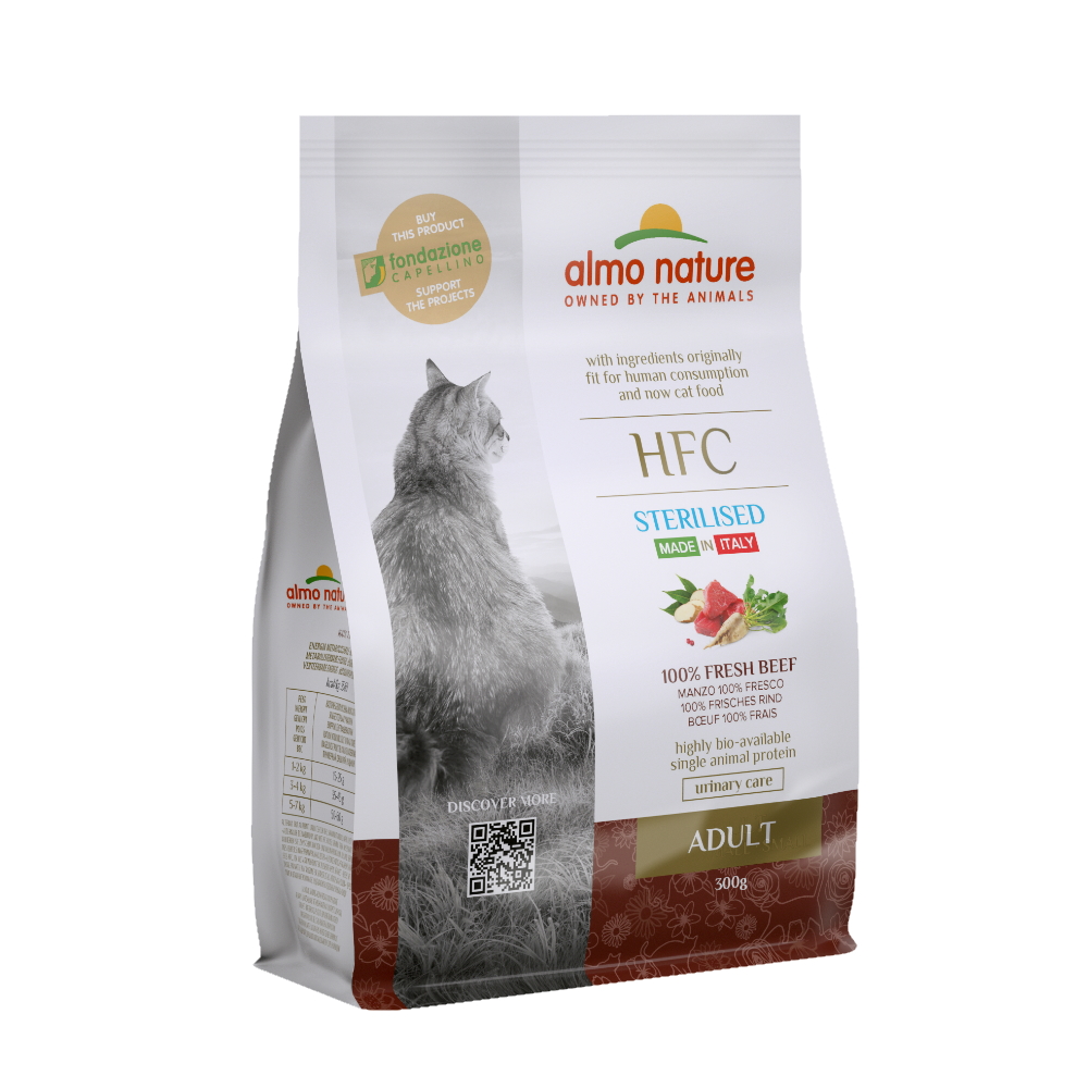 ПР0059794 Корм для кошек Adult Sterilized Beef для стерилизованных, свежая говядина сух. 300г Almo Nature 
