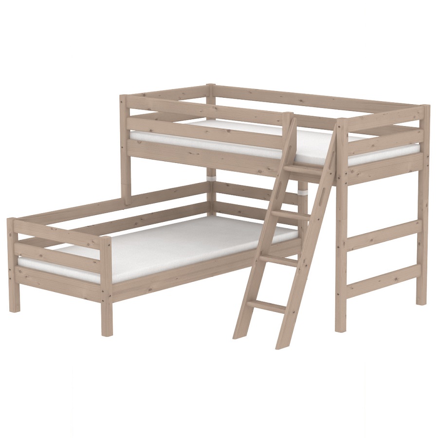 Кровать Flexa Classic двуспальная модульная с наклонной лестницей, коричневая, 200 см 90103141101 - Вид №1