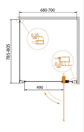 Душевой уголок CEZARES RELAX-AHA-1-70/80-C-Bi - Вид №2