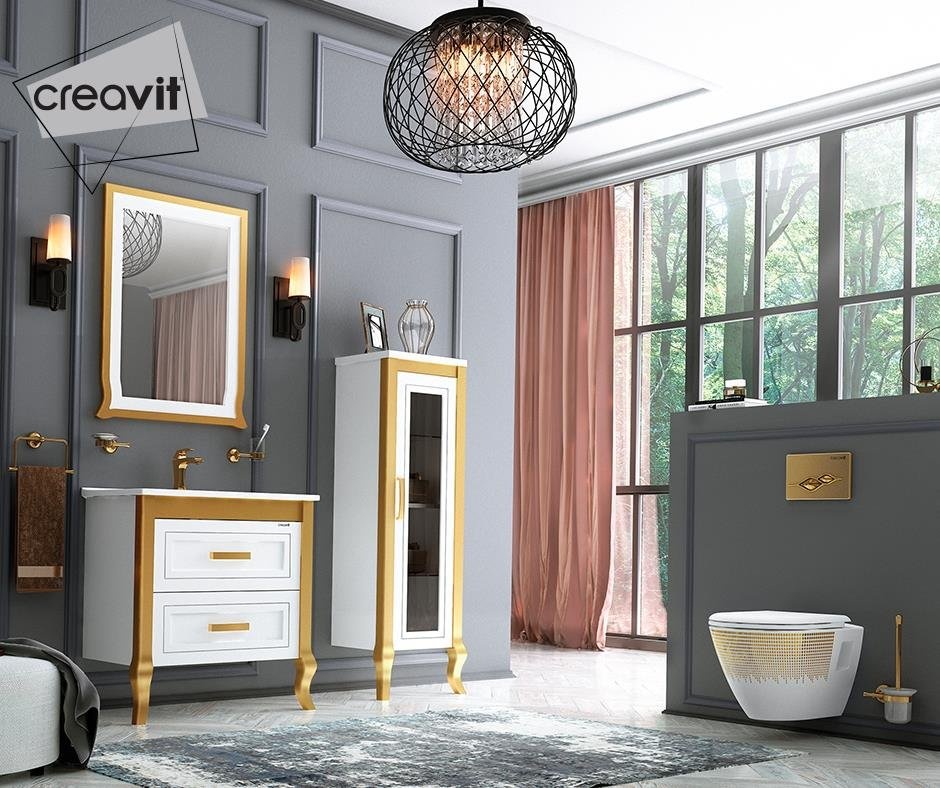 TP325-00CB00E-NA00 DEKOR ЗОЛОТО КРУГИ Унитаз подвесной с биде Creavit  - Вид №3