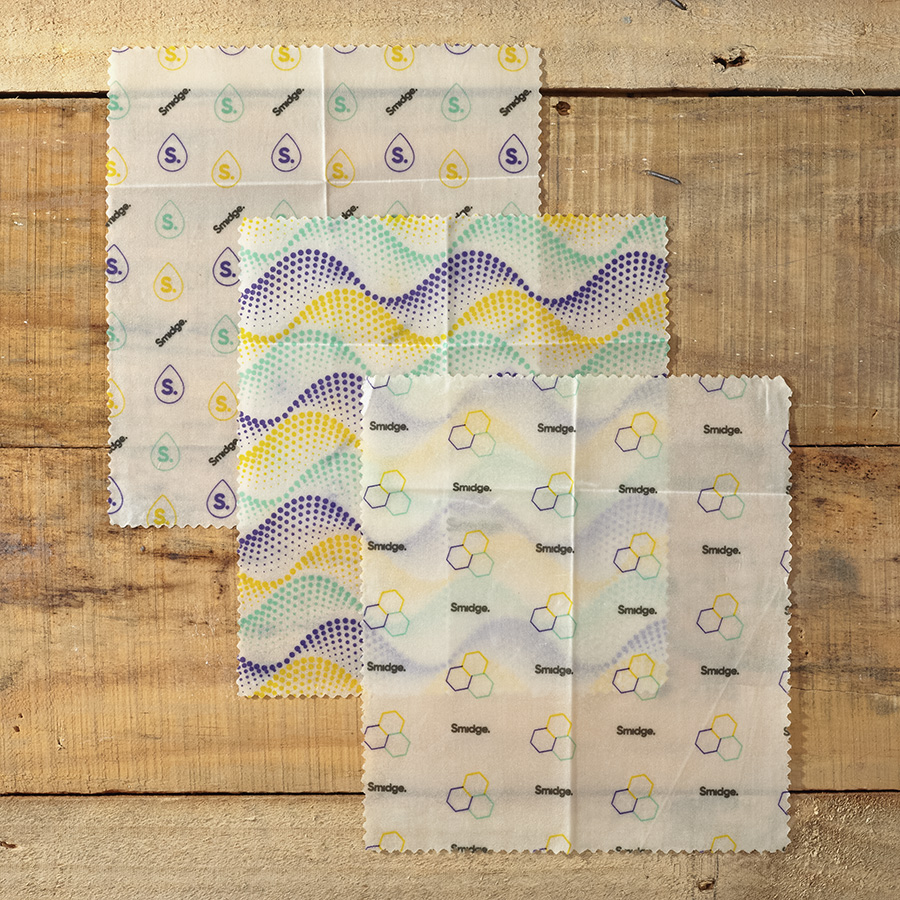 SMID80 Набор из 3 многоразовых оберток wave пчелиный воск, малый Smidge  - Вид №1