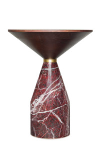 Круглый журнальный столик из ясеня и мрамора