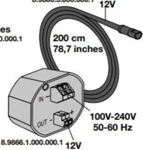 H8986600000001 Скрытый блок резервного питания для электронных панелей слива AW3 и AW4, с полой трубой и кабелем питания, 100–230 В, 50–60 ГЦ LAUFEN PRO