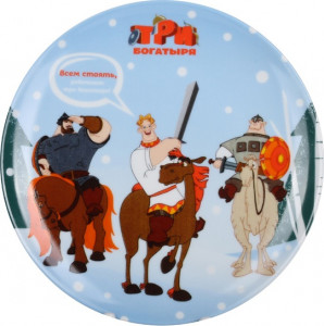 10605248 Императорский фарфоровый завод Подарочный набор тар.дек. 19,5см "Три богатыря. Зима" "Эллипс" Фарфор твердый