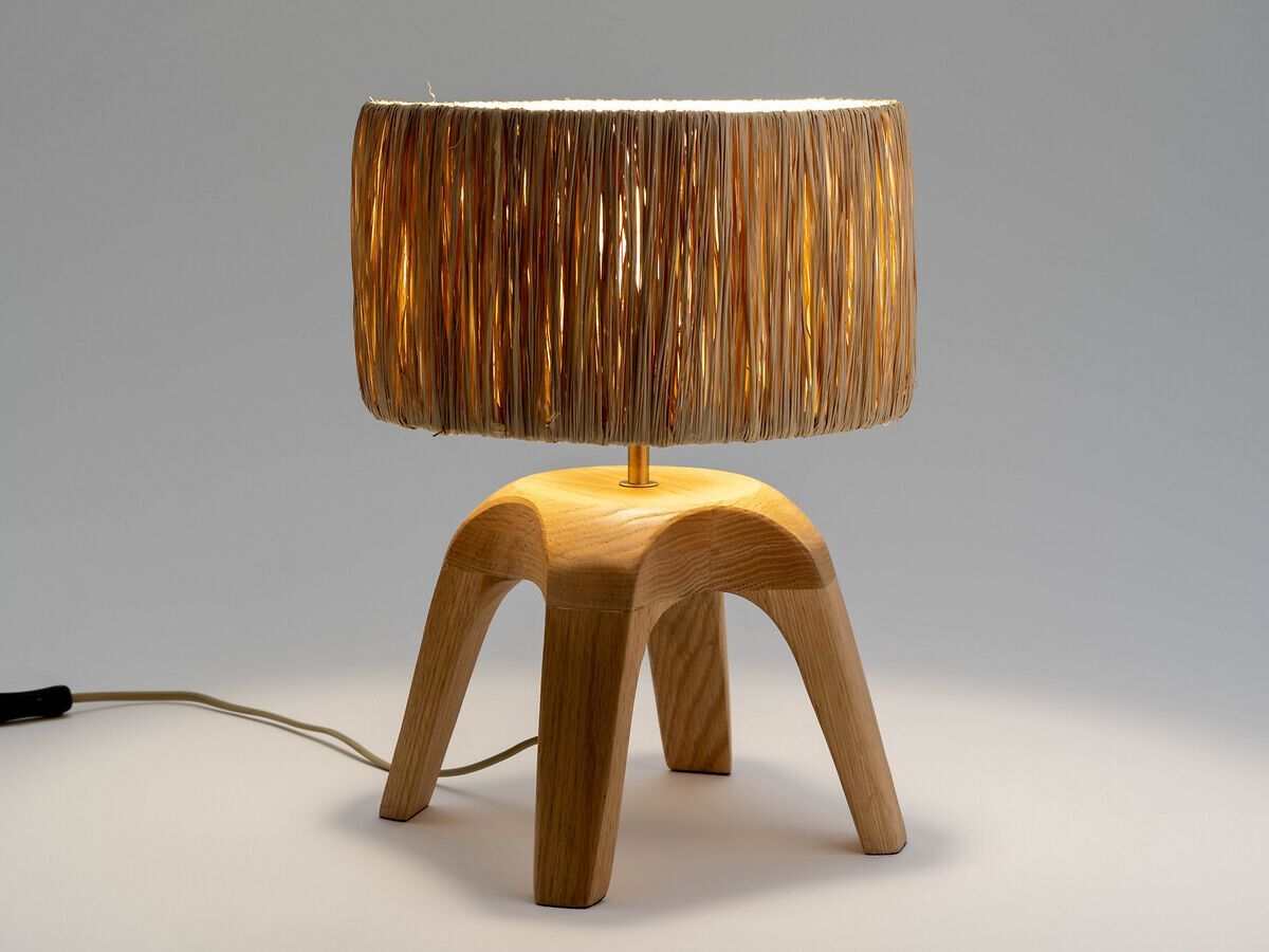 Настольная лампа из дуба и рафии AMPM LEONTI ARCH-00091553 - Вид №9